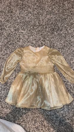 Girls Gold Metallic Long Sleeve Dress