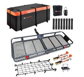 MeeFar Hitch Mount Cargo Carrier Rack Basket 60"X20"X6" + Waterproof Bag