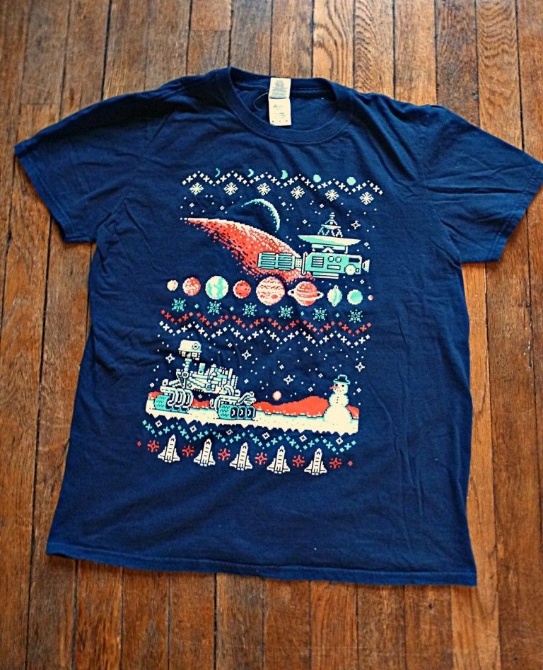 Men's Crewneck Printed Graphic Cotton Tee, Size M