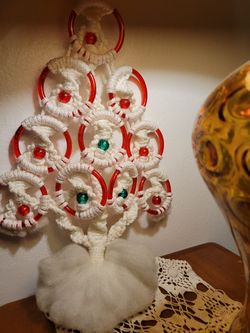 Vnt White Macrame Christmas tree wall decor