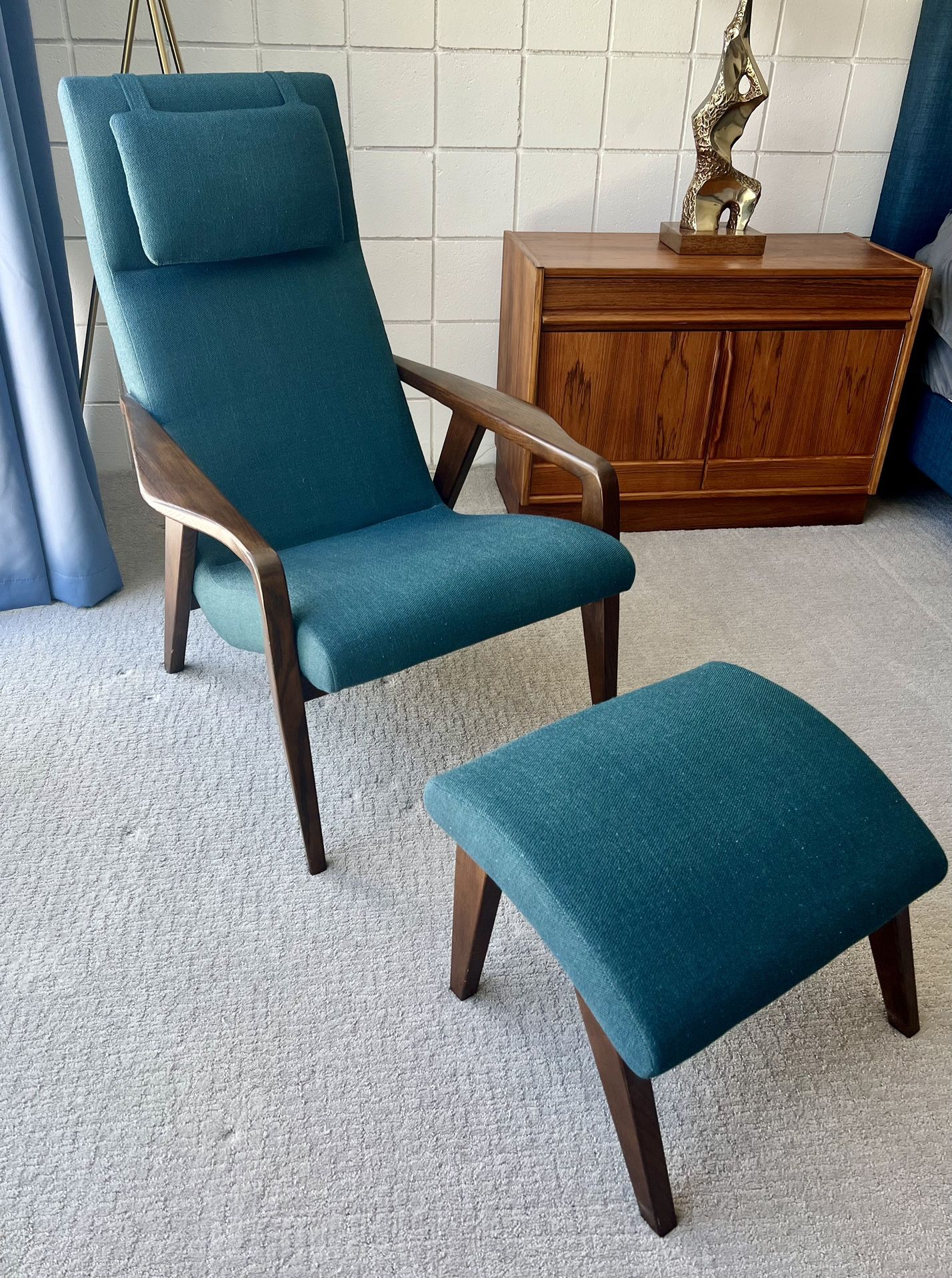 Mid-Century Style Chair and Ottoman