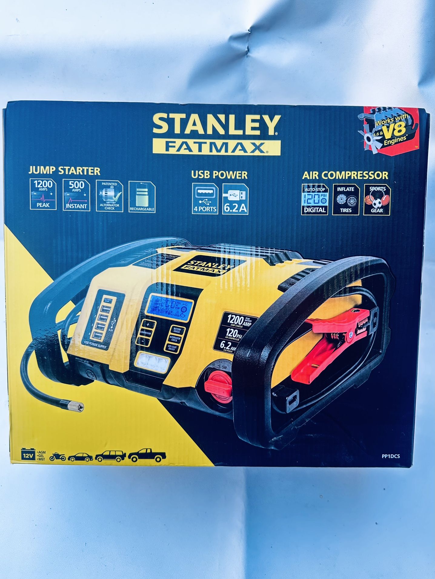 STANLEY Stanley Fatmax 1200 Amp Jump Starter with Air Compressor & USB Power