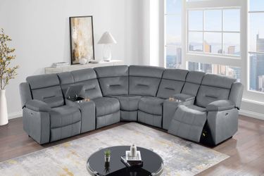 Power Reclining Sectional - Gray Color
