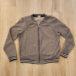 Juicy Couture Black & White Mesh Zip Up Long Sleeve Shirt - Womens Size L