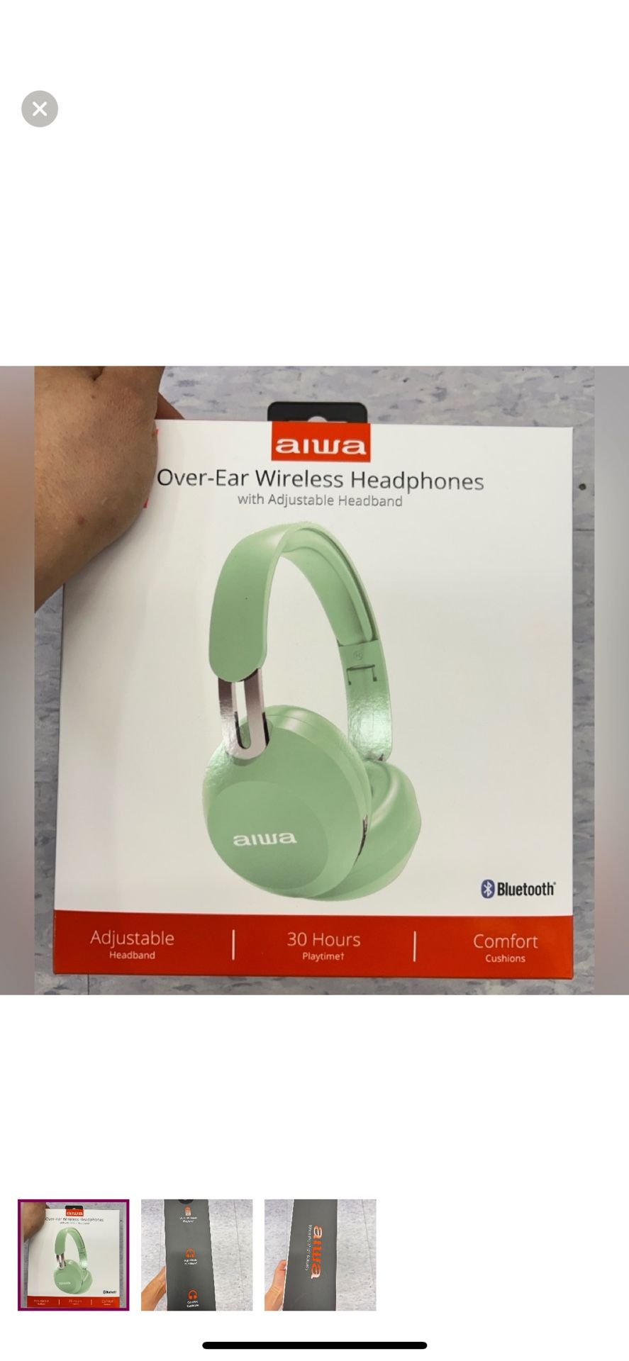 NWT Aiwa Over-Ear Wireless Headphones-green
