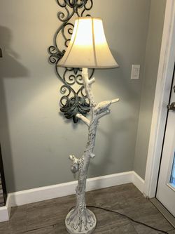 Retro Coastal/Farmhouse Floor Lamp Rustic Standing Tree Trunk Deco Modern Country  