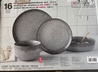 Denmark Tools for Cooks 16-Piece Grey Stoneware Dinnerware Set