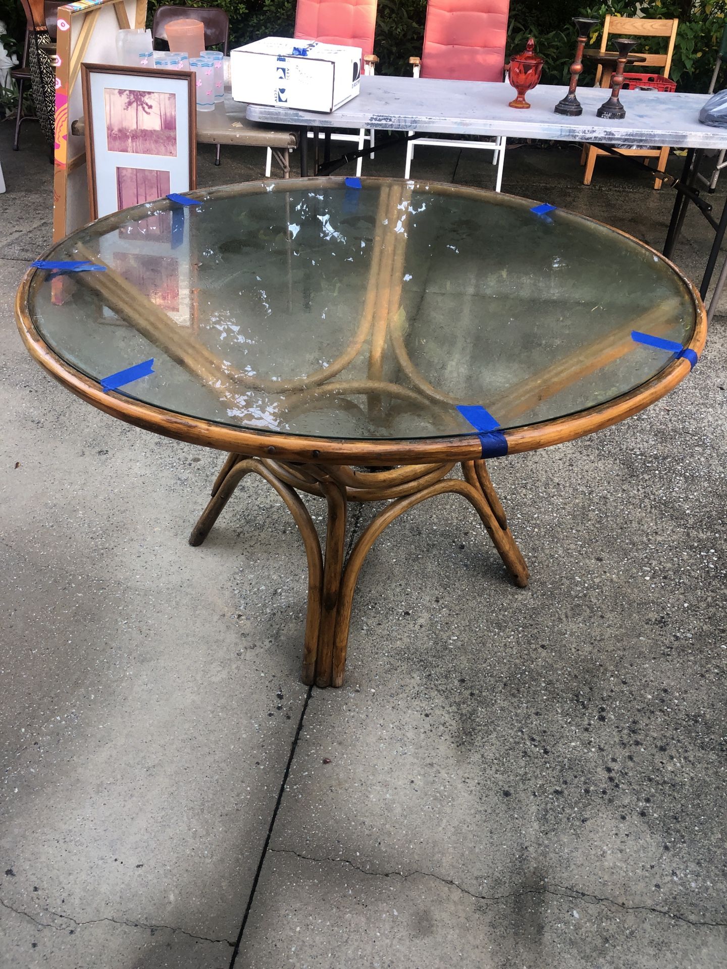 48” Glass Top Bamboo Table - Compare @$150+
