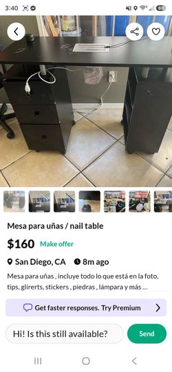Mesa de uñas con material