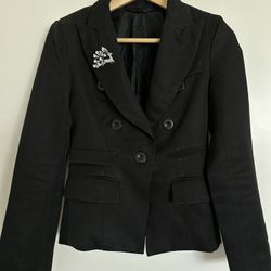 Black Double Breasted Blazer Size S – Fully Lined Tailored Jacket