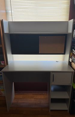 Desk with chalkboard and storage