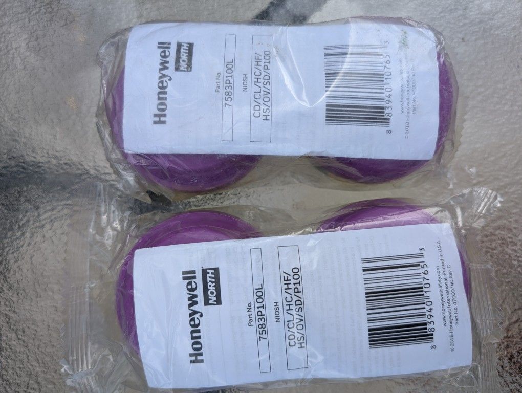 2 Honeywell NORTH 7580P100L P100 Airborne Particle And Vapor 99.97% Air Filters