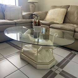 Sofa, Loveseat, Coffee Table, End Table, Lamps, Wall art