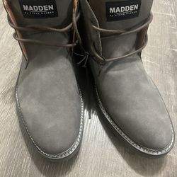 Steve Madden grey suede boots, orthopedic cushion insoles size:9 Mens chunky soles