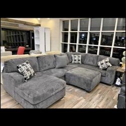 Sectional Sofa Loveseat Tufted Leather Fabric 