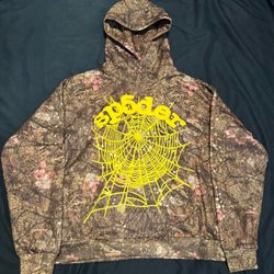 Yellow and Navy Sp5der hoodie 