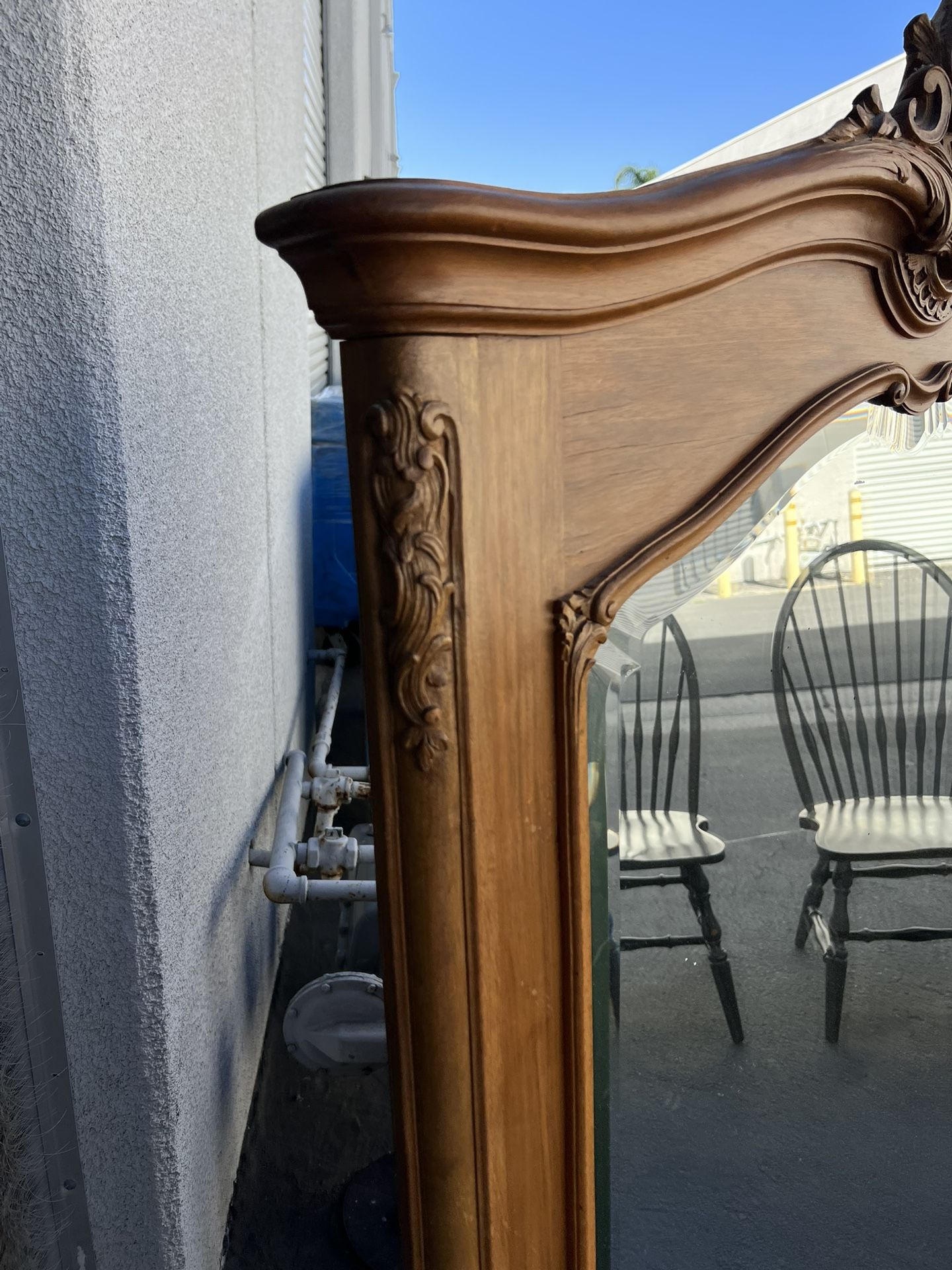 Intricate And Unique Large Vintage Wooden Mirror