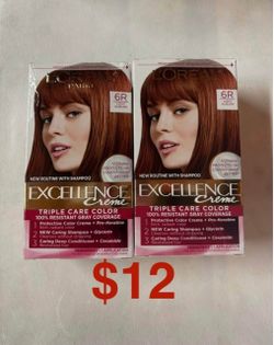 L'Oréal Excellence Crème Hair Color 6R Light Auburn – 2 Pack