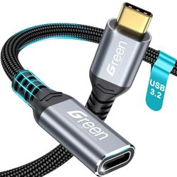 USB C Extension Cable 1.5ft, 20Gbps/4K@60Hz Video, Military Nylon Braided USB3.2 Gen2 Extender Male to Female Full Function Ultra-High Speed Transfer 