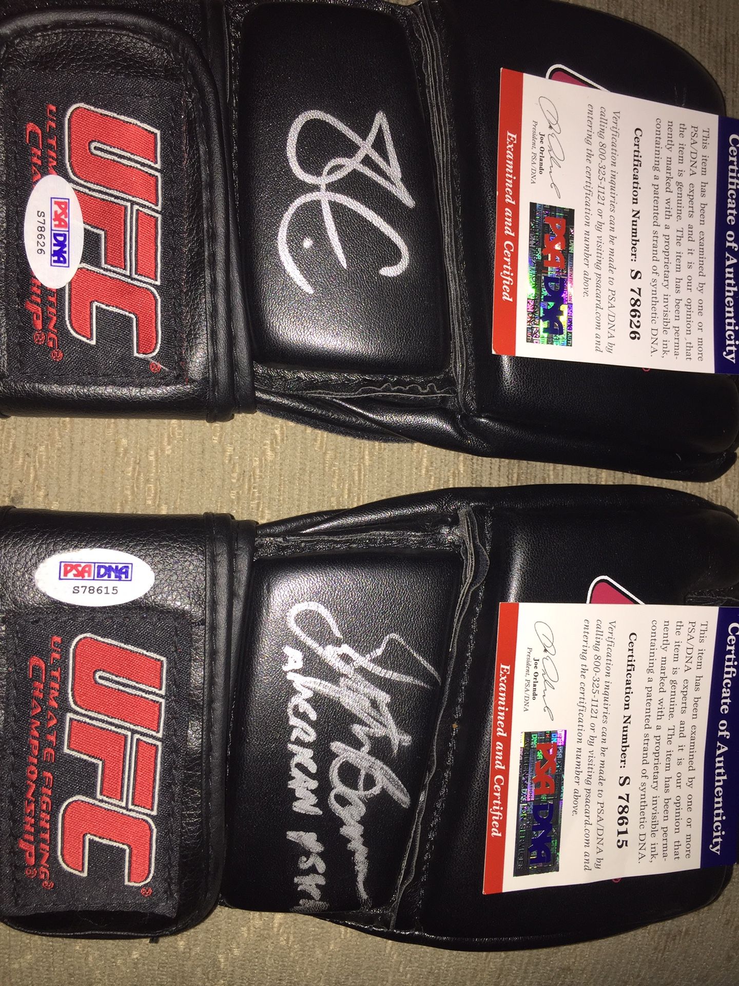 AUTOGRAPHED UFC GLOVES FOR SALE !!