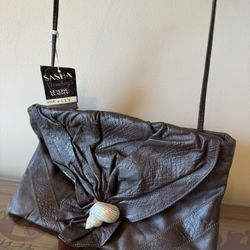Dramatic Price Drop For Vintage , New With Tag, Sasha High Quality Leather Shoulder-strap/Clutch With Seashell Closure