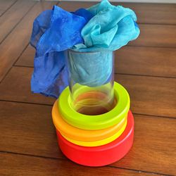 Lovevery Clear Tube w/ Stacking Rings + Play Scarf | 9-10 months