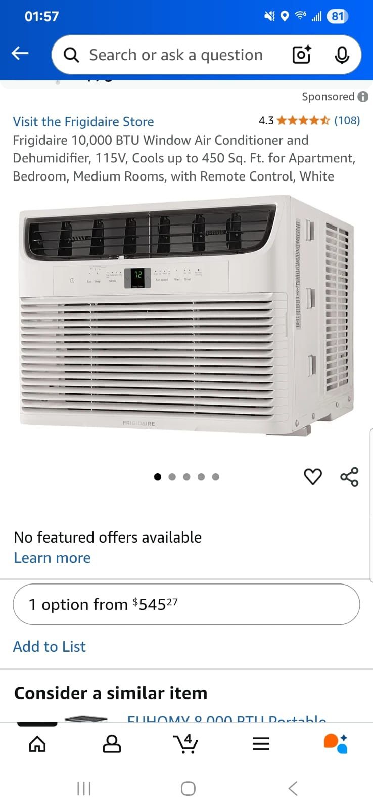 Frigidaire 10,000 BTU Window Air Conditioner