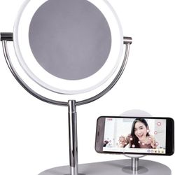 OttLite Wireless Charging LED Makeup Mirror - Illuminated Magnifying Light with USB Port