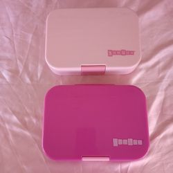 lot TWO Yumbox Leakproof Bento Lunch Box Container For Kids pink School 8x6"