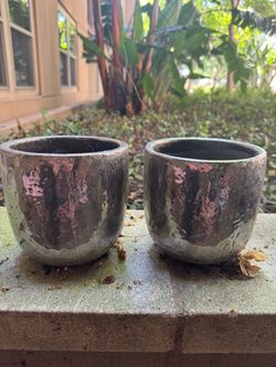 Set of 2 Metallic Ceramic Planters