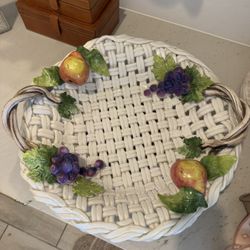 Large Italian Ceramic Tray Fruit Bowl