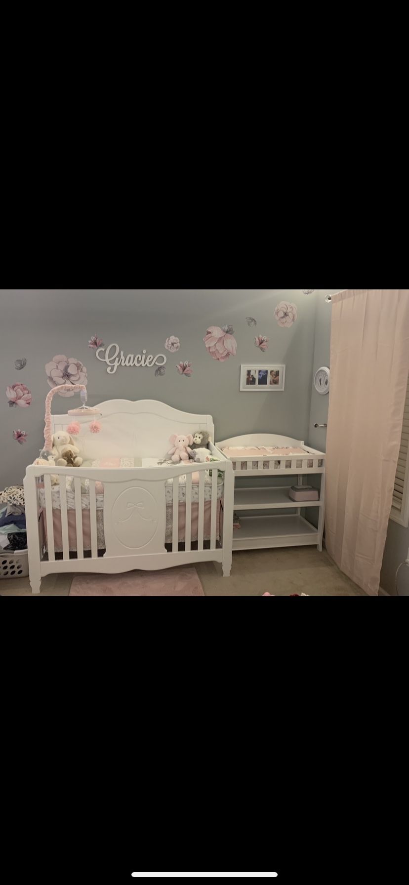 Girl Crib & Mattress For Sale ($150) & Changing Table ($50)