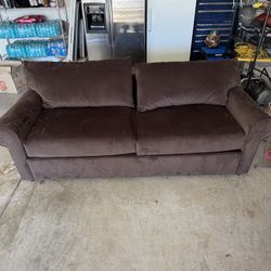 Brown Microfiber Sleeper Sofa with Memory Foam Mattress – Excellent Condition