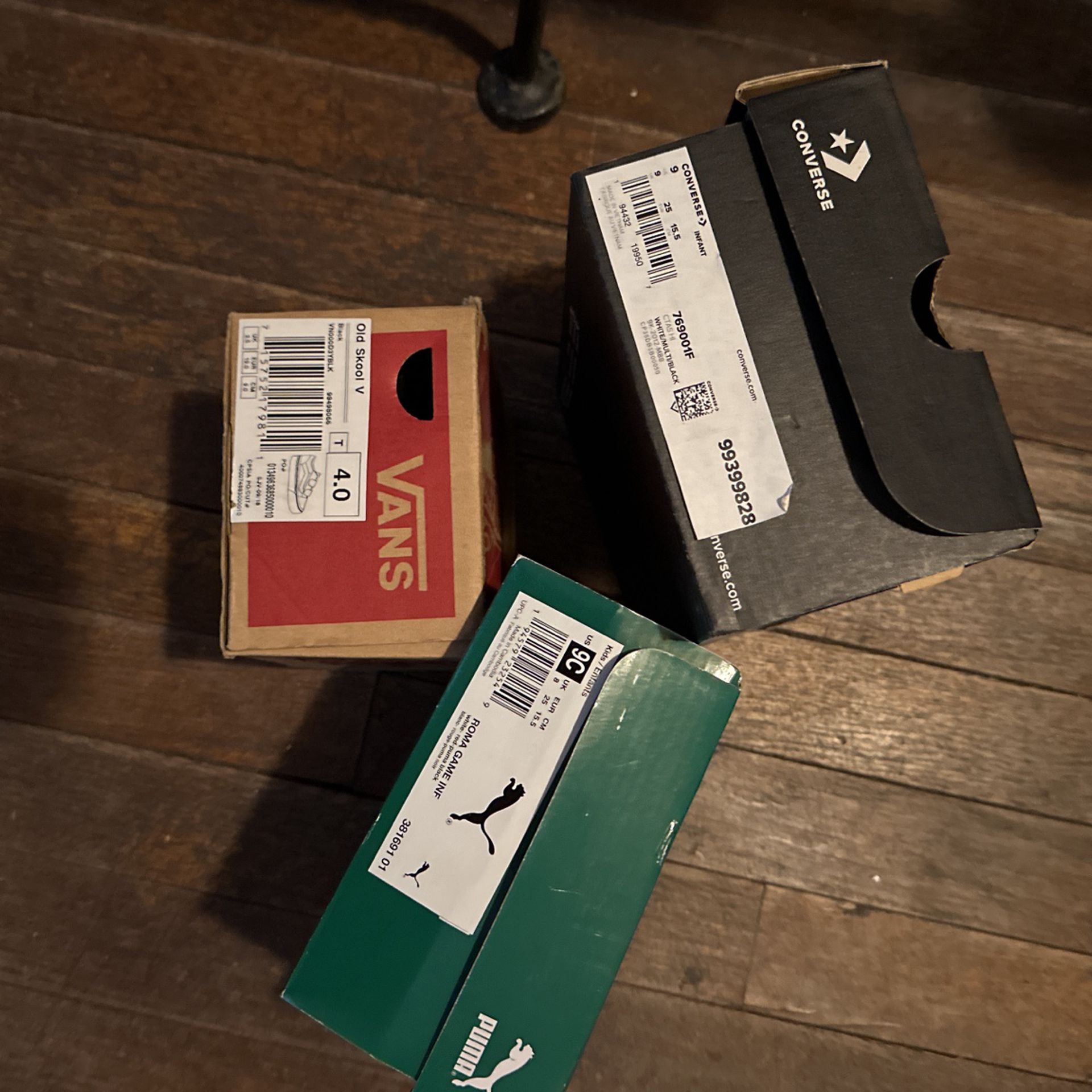Kid’s Shoes: Van’s, Converse, & Puma Sizes Vary