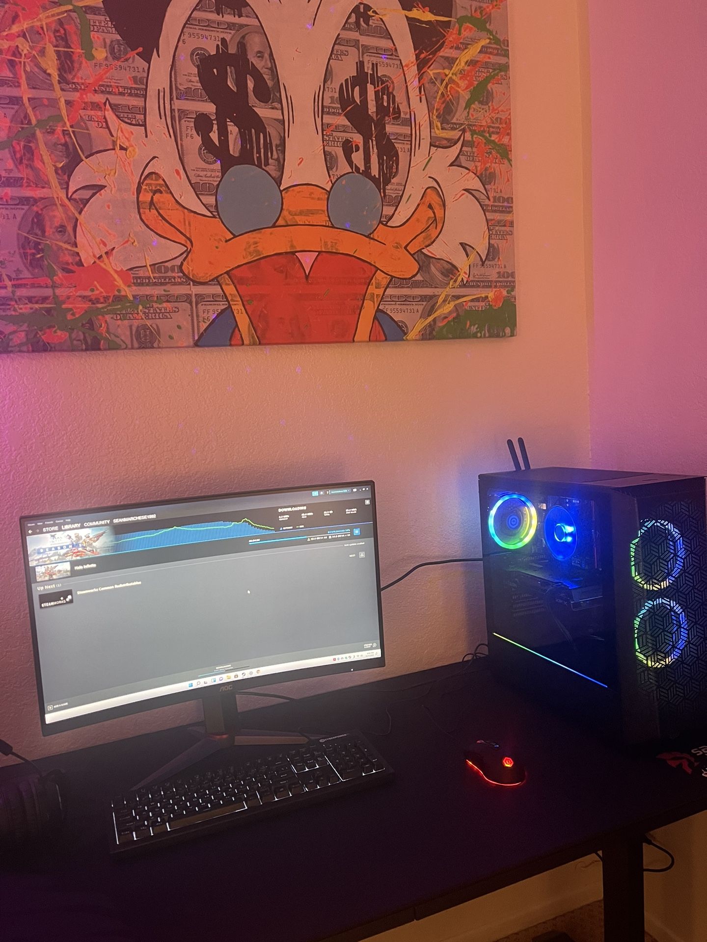 GAME COMPUTER + Curved Monitor Keyboard And Mouse