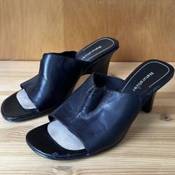 Naturalizer Latte Women’s Size 7.5 M Black Leather Block Heel Slip On Heels