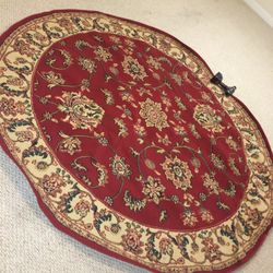 red area around rug 7'11x7'11" just had it never used! no stains/ don't have pets or dogs smoke free home