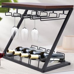 New Countertop Wine Rack & Glass Holder 
