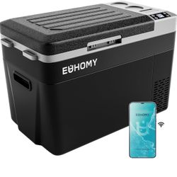 EUHOMY 12 Volt Refrigerator, 32QT(30L) Electric Cooler, Car Fridge APP Control, Car Refrigerator 12/24V 
