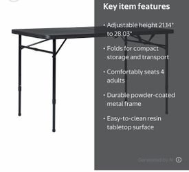 4' Adjustable Height Centerfold Folding Table, Black