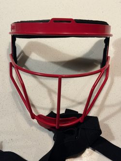 This is a red Riddell facemask. It's a size large.