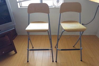 2 IKEA Beige Wood Bar Stool High Chairs