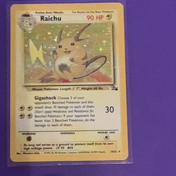 1995 Raichu Holographic Pokémon card  Rare 14/62