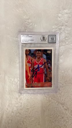 ALLEN IVERSON AUTOGRAPHED 1996-97 TOPPS RC 76ERS GEM 10 AUTO BECKETT