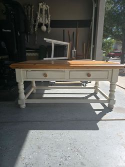 Farmhouse Coffee Table with Two Drawers