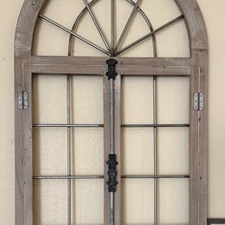 American Art Decor's Wood and Metal Arched Window Door Wall Decor