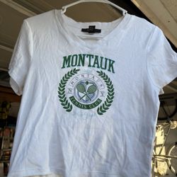 Forever 21 Montauk Tennis Club Crop Top T-shirt Small