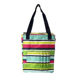 NWT Thirty-One 31 Tall Organizing Tote Preppy Pop Striped Bag 11x13x6 Zipper Top