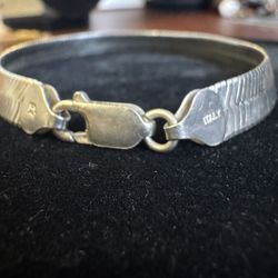 925 Italy Sterling Silver Herringbone Bracelet – 10g – Flat Snake Chain