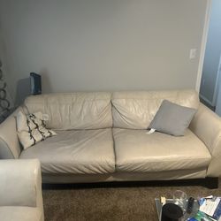Leather Couch ,Chair,& Glass Table